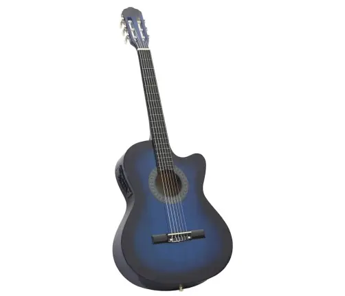 12-Daļīgs Ģitāras Komplekts Ar 6 Stīgām Un Ekvalaizeru, Zila    Vidaxl