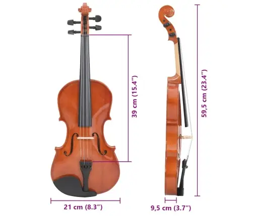 Vijoles Komplekts Ar Lociņu Un Zoda Balstu, Dabīga Krāsa, 4/4 Vidaxl