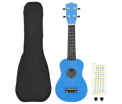Sopran Ukulele Komplekt Kotiga Lastele Sinine 21"