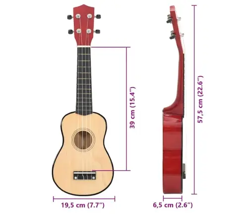 Soprāna Bērnu Ukulele Ar Somu, Dabīga Krāsa, 23