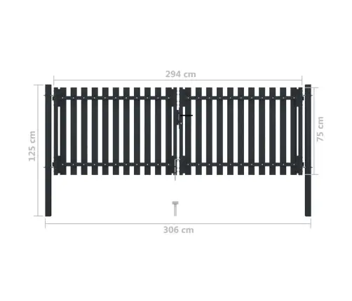 Divviru Žoga Vārti, 306X125 Cm, Tērauds, Antracītpelēki Vidaxl