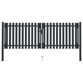 Dvivėriai Tvoros Vartai, Plieniniai, 300X125 cm Antracito Spalvos