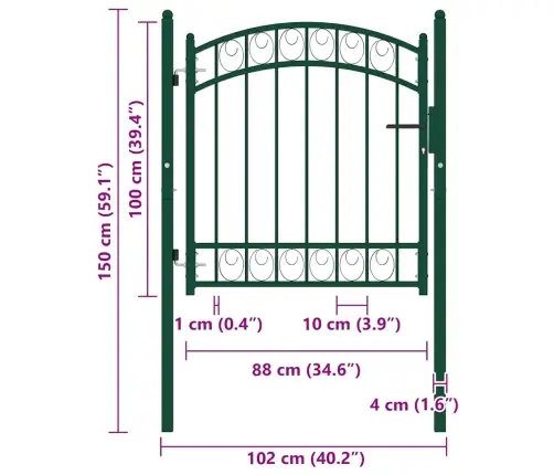 Žoga Vārti Ar Arkveida Formu, 100X100 Cm, Zaļi, Tērauds Vidaxl