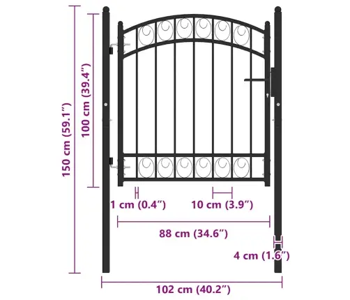 Aiavärav Kumera Ülaosaga, Teras, 100 X 100 cm Must