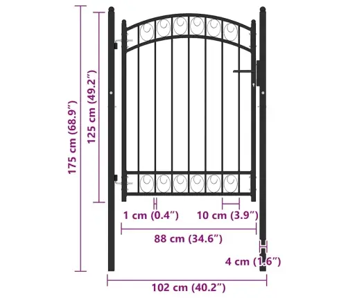 Žoga Vārti Ar Arkveida Formu, 100X125 Cm, Melni, Tērauds Vidaxl