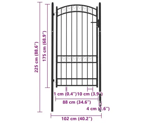 Žoga Vārti Ar Arkveida Formu, 100X175 Cm, Melns Tērauds Vidaxl