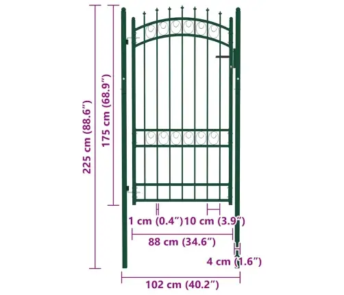 Aiavärav Ogadega, Teras, 100 X 175 cm Roheline