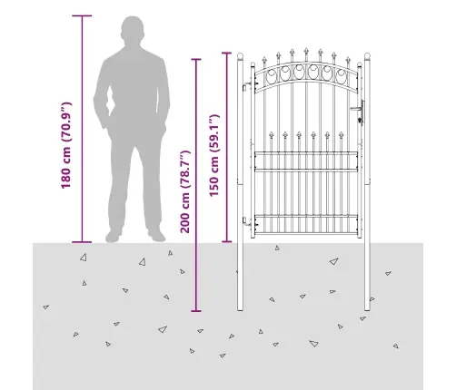 Žoga Vārti Ar Slēdzeni Melna 100 X 200 Cm Pulverkrāsots Tērauds Vidaxl