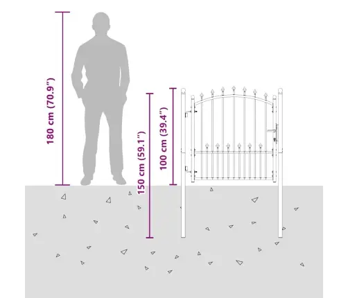 Žoga Vārti Ar Pīķiem Augšpusē, 100X100 Cm, Zaļš Tērauds Vidaxl