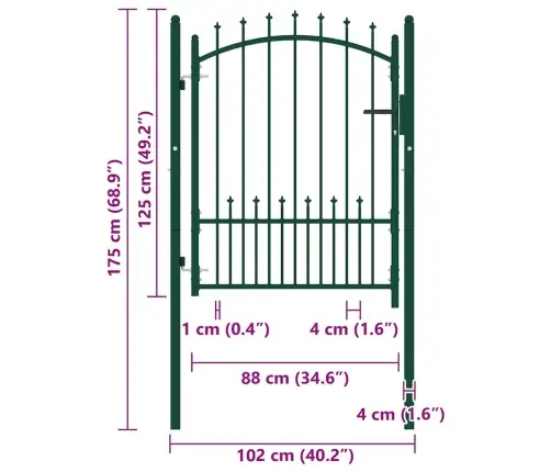 Žoga Vārti Ar Pīķiem Augšpusē, 100X125 Cm, Zaļš Tērauds Vidaxl