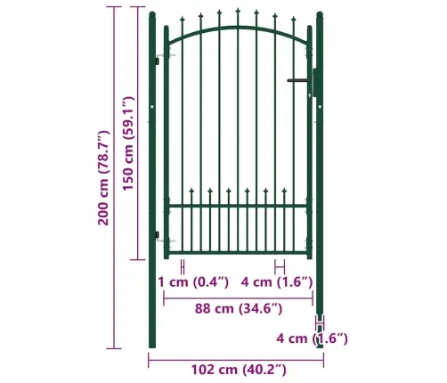 Žoga Vārti Ar Pīķiem Augšpusē, 100X150 Cm, Zaļš Tērauds Vidaxl