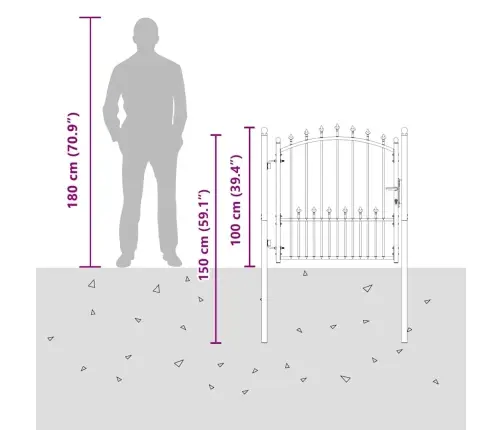 Žoga Vārti Ar Pīķiem Augšpusē, 100X100 Cm, Melns Tērauds Vidaxl