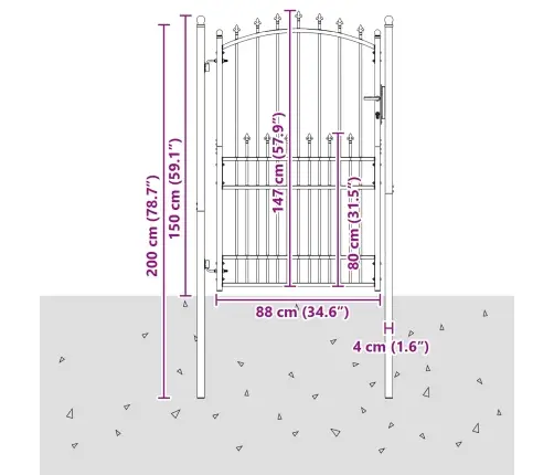 Žoga Vārti Ar Slēdzeni Melna 100 X 200 Cm Pulverkrāsots Tērauds Vidaxl