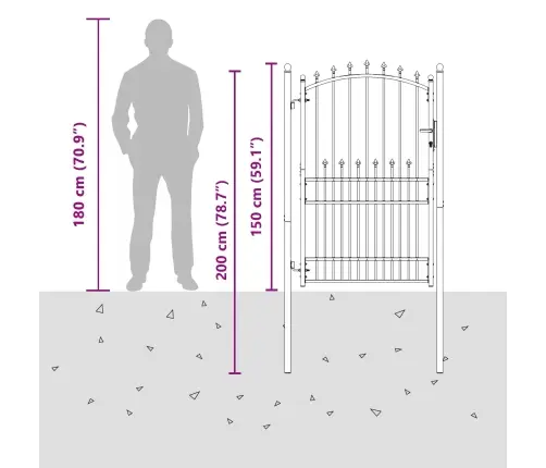 Žoga Vārti Ar Slēdzeni Melna 100 X 200 Cm Pulverkrāsots Tērauds Vidaxl