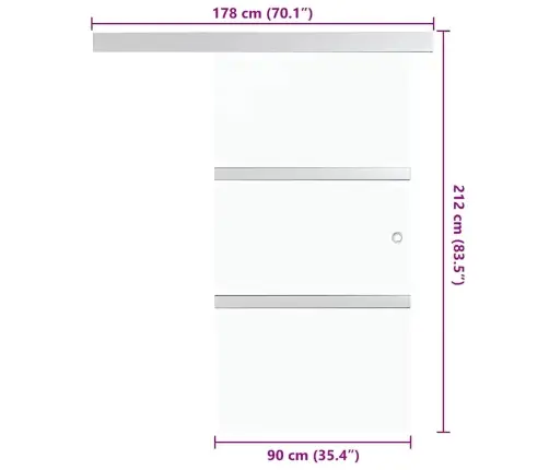 Bīdāmās Durvis, Esg Stikls, Alumīnijs, 90X212 Cm, Sudraba Krāsā Vidaxl