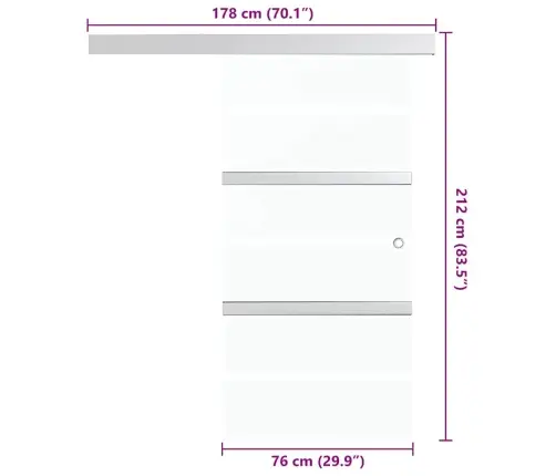 Bīdāmās Durvis, Esg Stikls, Alumīnijs, 76X212 Cm, Sudraba Krāsā Vidaxl