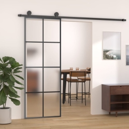 Bīdāmās Durvis, Alumīnijs Un Esg Stikls, 76X205 Cm, Melnas Vidaxl