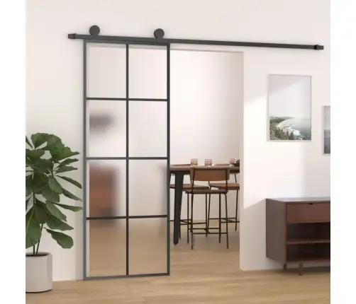 Bīdāmās Durvis, Alumīnijs Un Esg Stikls, 76X205 Cm, Melnas Vidaxl
