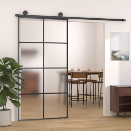 Bīdāmās Durvis, Alumīnijs Un Esg Stikls, 102,5X205 Cm, Melnas Vidaxl
