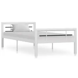 Lovos Rėmas, Baltos Ir Juodos Spalvos, 90X200cm Metalas Lovos Rėmas, Baltos Ir Juodos Spalvos, 90X200cm Metalas