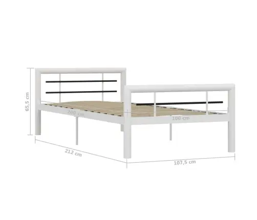 Voodiraam Valge Ja Must, Metallist, 90 X 200 Cm