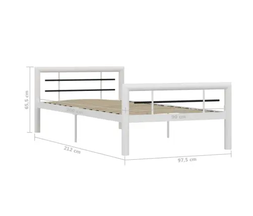 Voodiraam, Valge Ja Must, Metall, 100 X 200 Cm