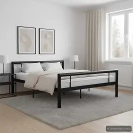 Gultas Rāmis, Melns Ar Baltu, Metāls, 120X200 Cm Vidaxl Gultas Rāmis, Melns Ar Baltu, Metāls, 120X200 Cm Vidaxl
