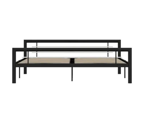Gultas Rāmis, Melns Ar Baltu, Metāls, 180X200 Cm Vidaxl
