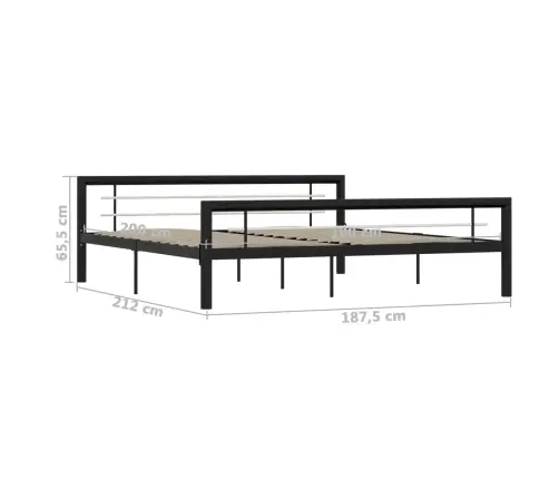 Gultas Rāmis, Melns Ar Baltu, Metāls, 180X200 Cm Vidaxl