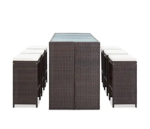 7-Daļīgs Dārza Bāra Mēbeļu Komplekts, Matrači, Pe Rotangpalma Vidaxl