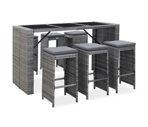 7-Osaline Aia Baarikomplekt Patjadega, Polürotang, Hall