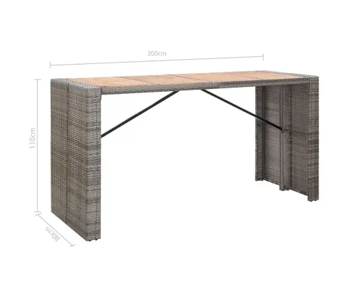 9-Daļīgs Bāra Mēbeļu Komplekts, Pelēks, Pe, Akācijas Masīvkoks Vidaxl