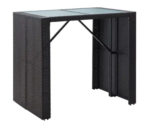 5-Osaline Aiamööblikomplekt, Polürotang Ja Klaas, Must