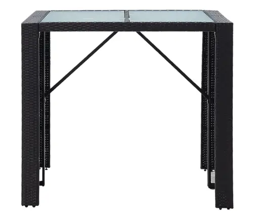 5-Osaline Aiamööblikomplekt, Polürotang Ja Klaas, Must