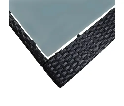 5-Osaline Aiamööblikomplekt, Polürotang Ja Klaas, Must