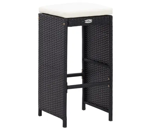 5-Osaline Aiamööblikomplekt, Polürotang Ja Klaas, Must