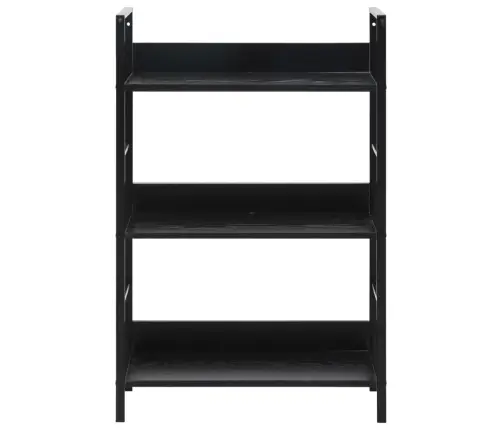 3-Korruseline Raamaturiiul Must 60X27,6X90,5 cm Tehispuit