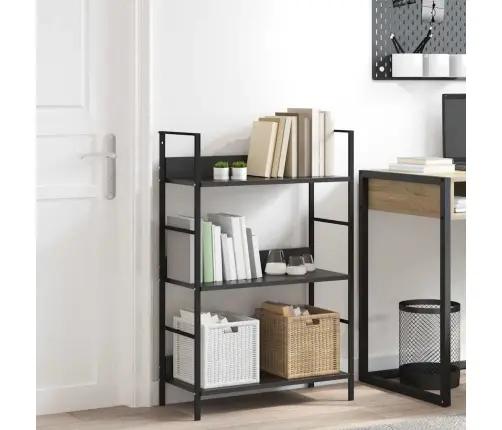 3-Līmeņu Grāmatplaukts, Melns, 60X27,6X90,5 Cm, Koks Vidaxl