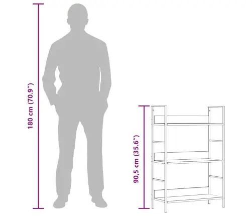 3-Līmeņu Grāmatplaukts, Ozolkoka Krāsa, 60X27,6X90,5 Cm Vidaxl