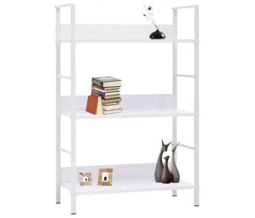 3 Riiuliga Raamaturiiul Valge 60X27,6X90,5 cm Tehispuit