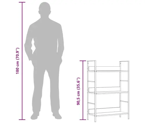Knygų Lentyna, 3 Aukštų, Balta, 60X27,6X90,5cm Mediena