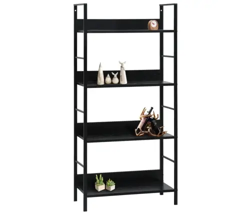 Knygų Lentyna, 4 Aukštų, Juoda, 60X27,6X124,5cm Mediena