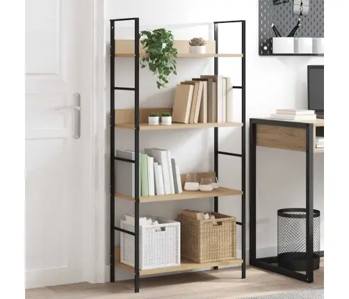 4-Līmeņu Grāmatplaukts, Ozolkoka Krāsa, 60X27,6X124,5 Cm, Koks Vidaxl