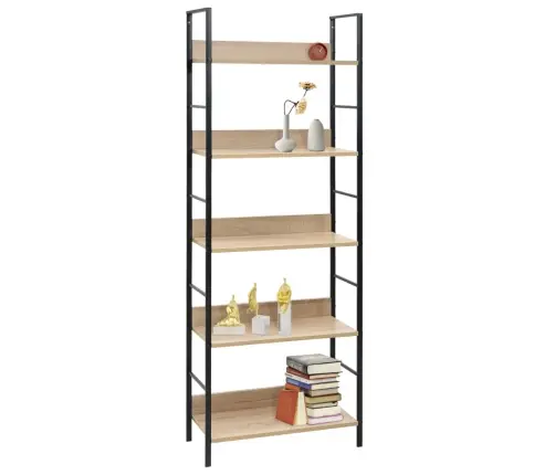 Knygų Lentyna, 5 Aukštų, Ąžuolo, 60X27,6X158,5cm Mediena