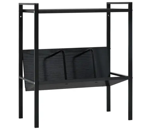 2 Līmeņu Grāmatplaukts, Melns, 52X28X59 Cm, Koks Vidaxl