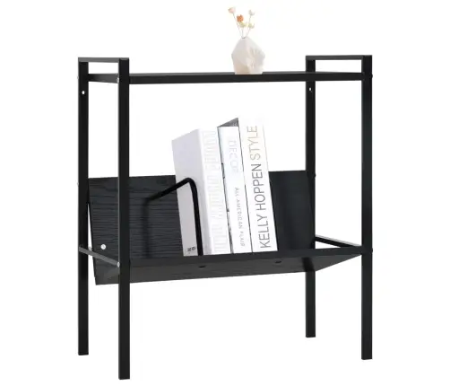 2 Līmeņu Grāmatplaukts, Melns, 52X28X59 Cm, Koks Vidaxl