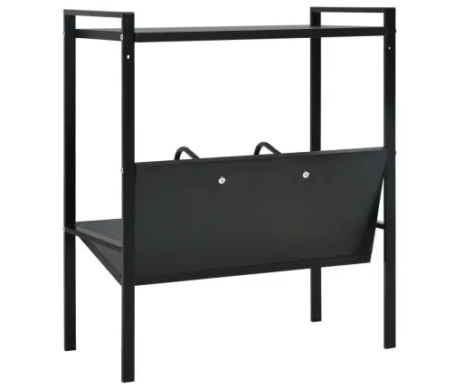 2 Līmeņu Grāmatplaukts, Melns, 52X28X59 Cm, Koks Vidaxl