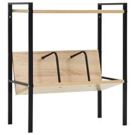2 Līmeņu Grāmatplaukts, Melns, Ozolkoka, 52X28X59 Cm, Koks Vidaxl