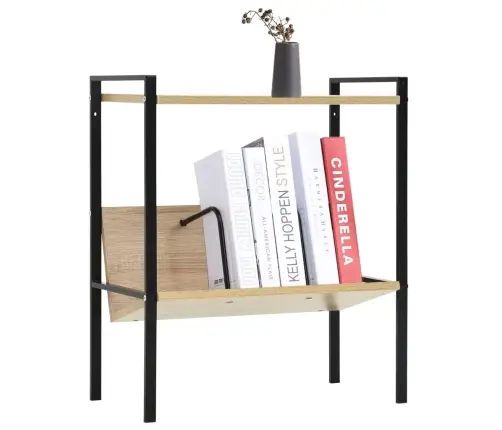 2-Korruseline Raamaturiiul Must/Tammevärvi 52X28X59Cm Tehispuit