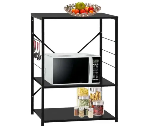 Virtuves Plaukts, Melns, 60X39,6X79,5 Cm, Inženierijas Koks Vidaxl